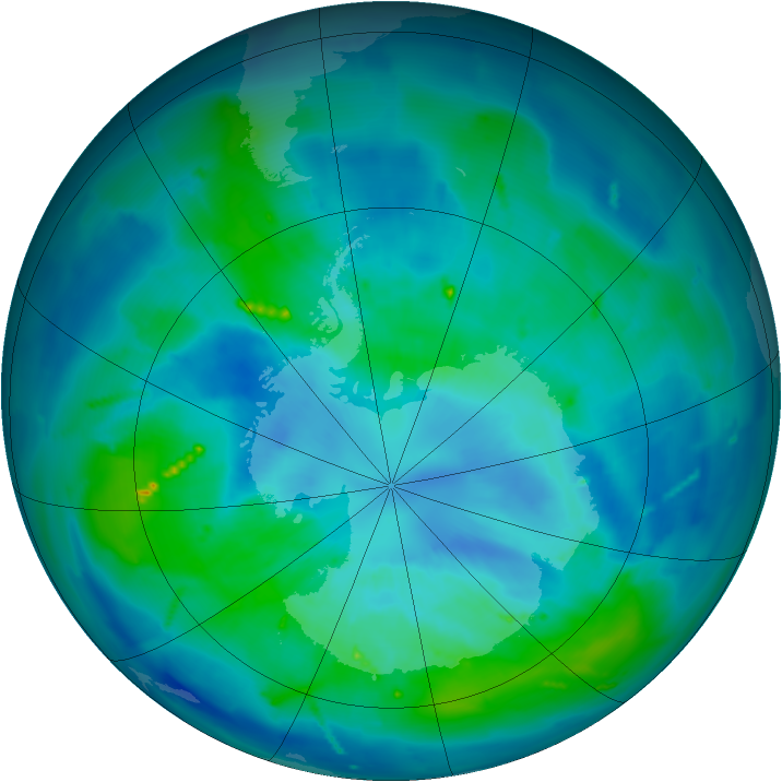 Antarctic ozone map for 25 March 2011